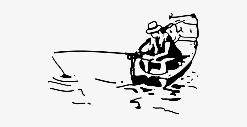 1475 Free Sea Sea Creature Vector Public Domain Vectors - Fisherman On Boat Drawing, transparent png download