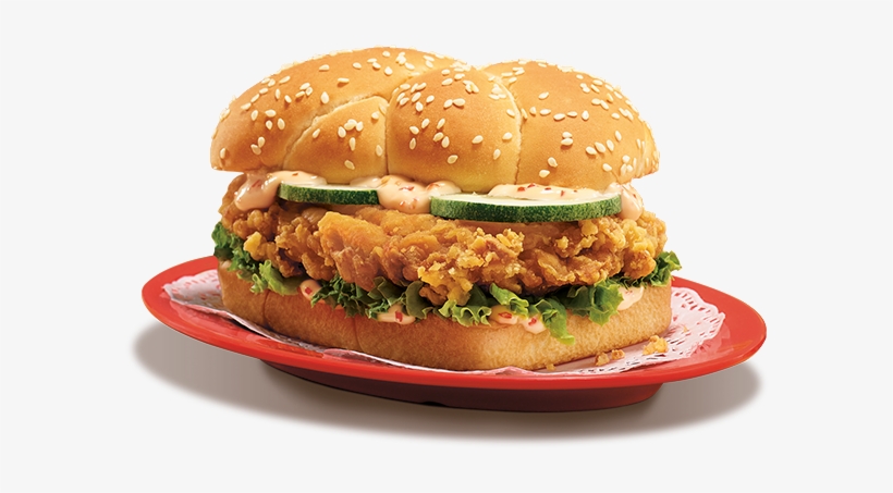 Ha Ha Cheong Gai Chicken Burger Contains Egg, Fish, - Ha Ha Cheong Gai Burger, transparent png download