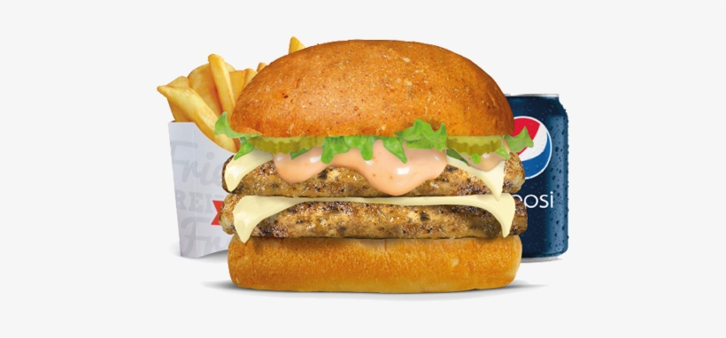 Double Diet Chicken Burger Meal • - Pepsi, transparent png download