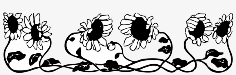 Flower Design Border Black And White Gallery 84 Images - Sunflower Border Black And White, transparent png download