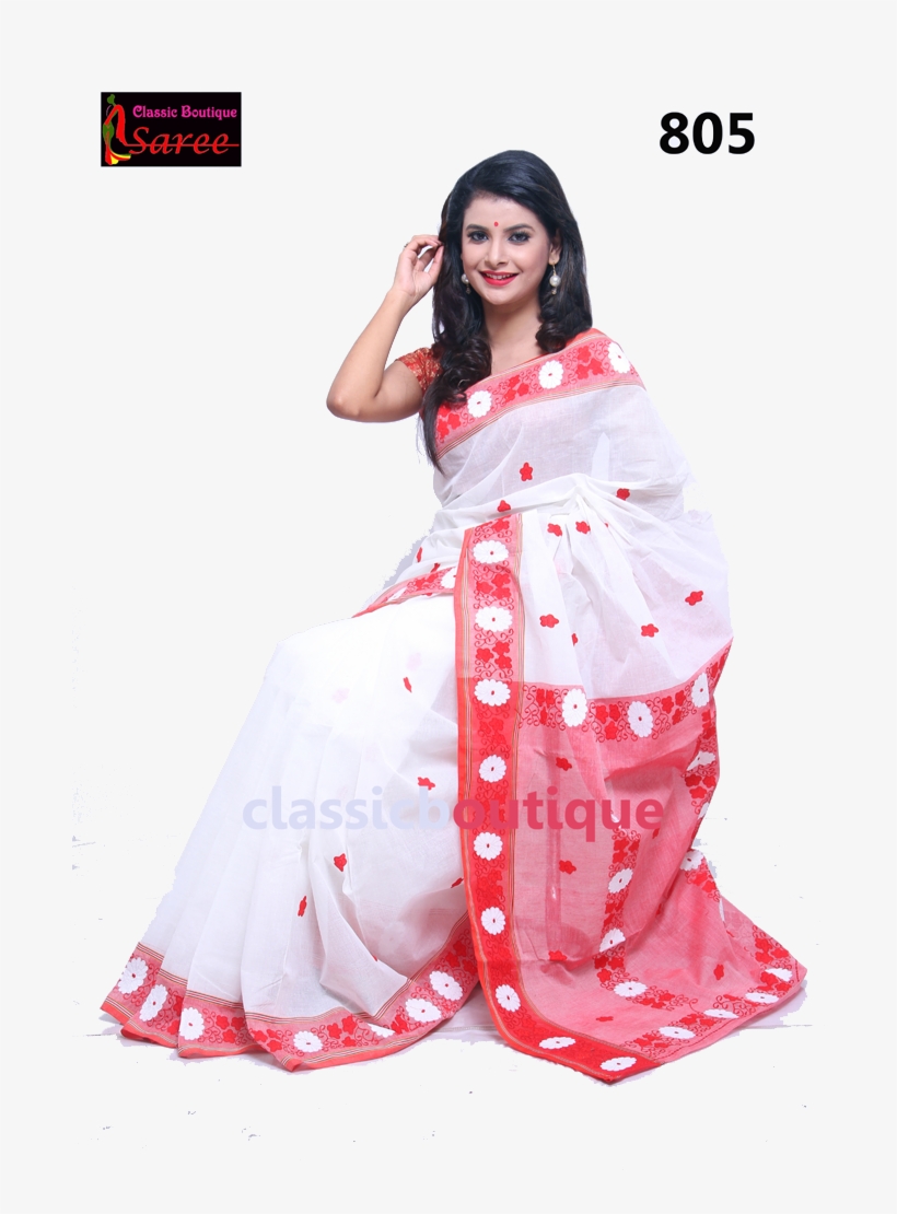 Please Upgrade To Full Version Of Magic Zoom Plus™ - White & Red Tant Saree, transparent png download