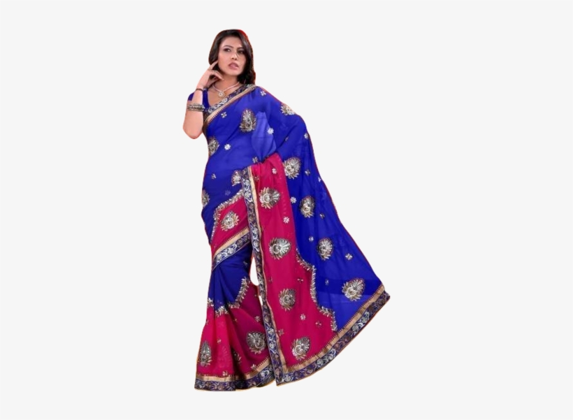 Om Sai Blue Women's Beautiful Saree - Sari, transparent png download