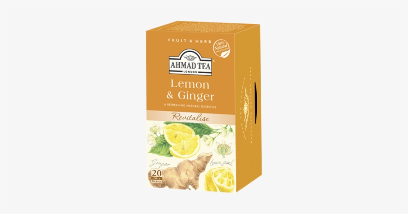 Lemon & Ginger 20ct Box - Ahmad Tea Lemon Ginger, transparent png download