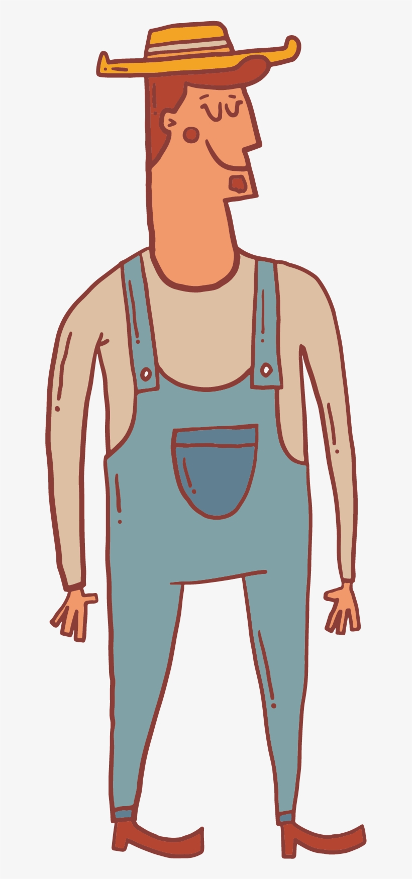Agriculture Retro Cartoon Hat Picture Library Stock - Farmer Drawing Png, transparent png download