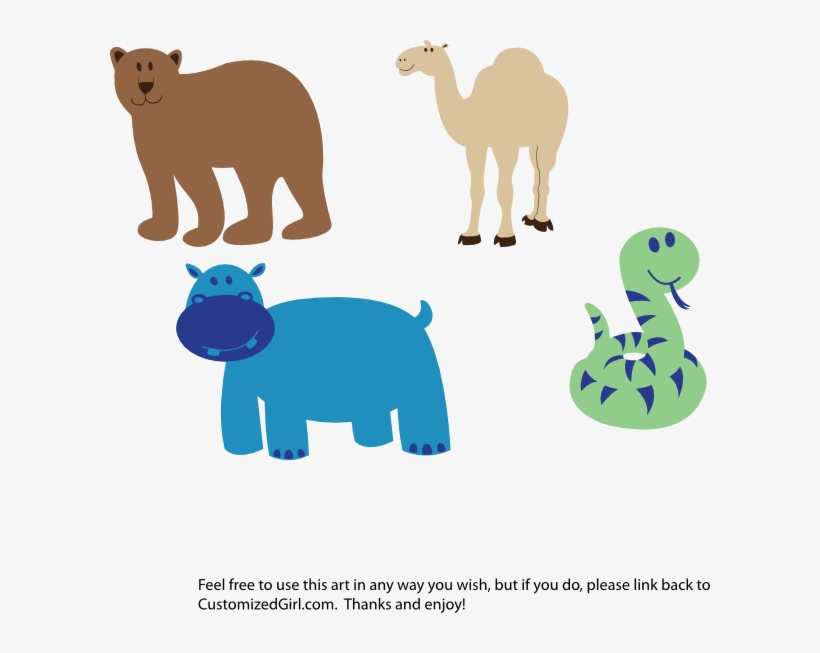 Bear Camel Hippo Snake Clip Art - Animals Noahs Ark Pillow Case, transparent png download