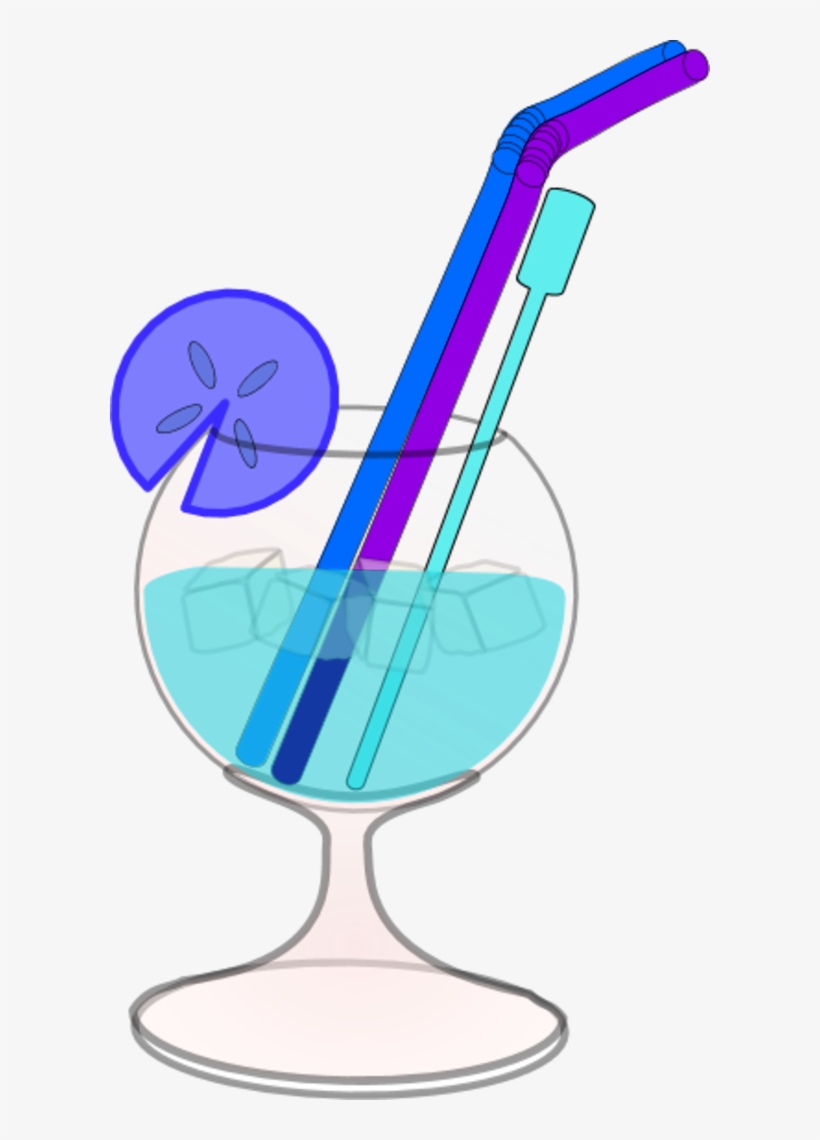 Glass Juice Straw Lemon Ice - Blue Juice Clipart, transparent png download