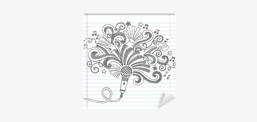 Microphone Music Singer Sketchy Doodles Vector Illustration - Drawing For Music Notebook, transparent png download