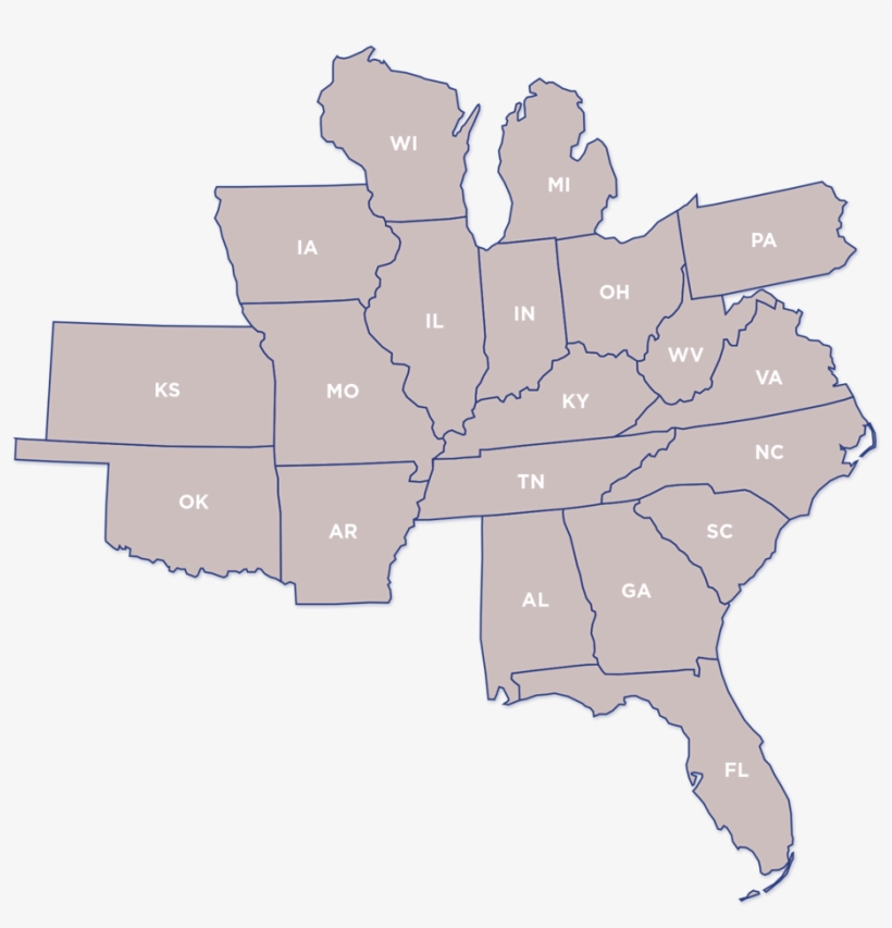 Crosset's Distribution Network Spans 20 States - United States Of America, transparent png download