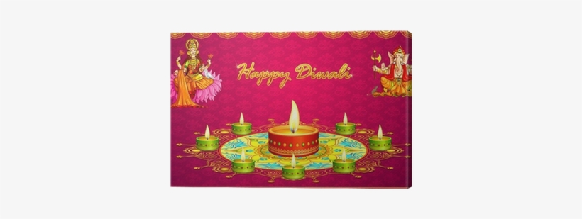 Vector Illustration Of Diwali Greeting With Lakshmi - Vector Graphics, transparent png download