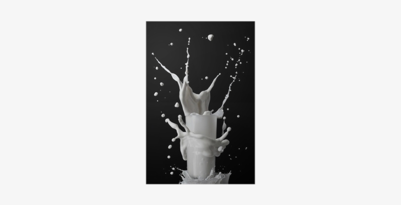 Milk Splash In Glass Isolated On Black Background Poster - Milk, transparent png download