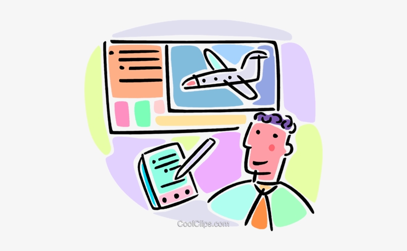 Man Booking Flight Reservations Royalty Free Vector, transparent png download