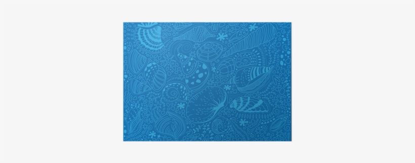 Pattern Light Blue Seashells On A Blue Background Poster - Placemat, transparent png download