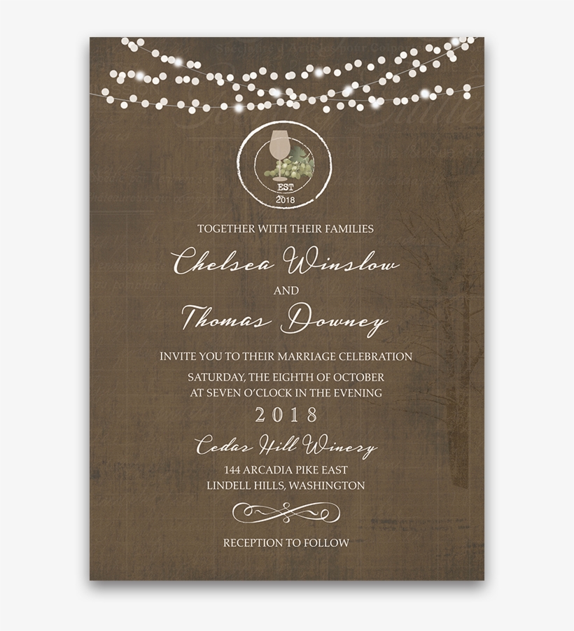 Rustic Vintage Winery Vineyard Wedding Invitations - 50 Rustic Invitations, Chalk Bridal Or Baby Shower, transparent png download