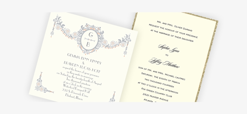 Traditional Wedding Invitations Traditional Wedding - Ecru Wedding Invitations Deco Crush, transparent png download