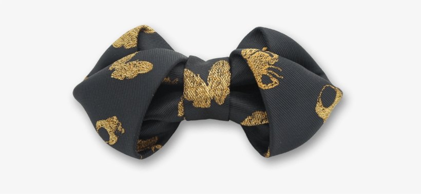 Folding In Dark Gray Gold Bow Tie - Paisley, transparent png download
