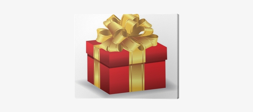 Red Giftbox With Gold Bow Vector Canvas Print • Pixers® - Christmas Icons, transparent png download