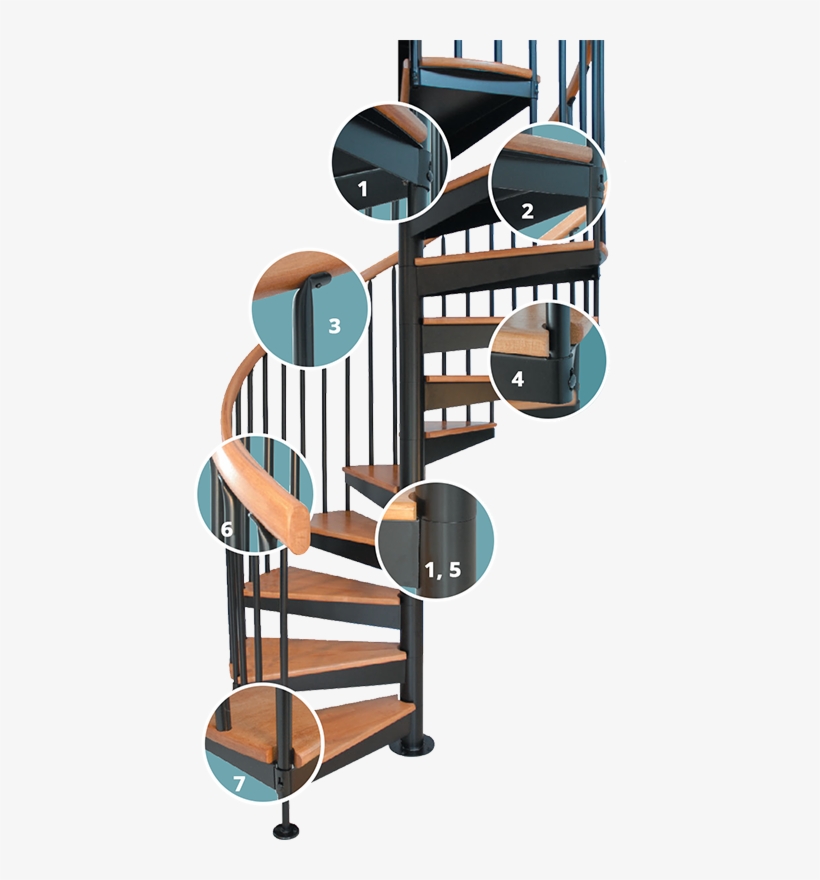 Our Staircase Kits Stand Alone In Product Details And - Spiral Stair Connection Details, transparent png download