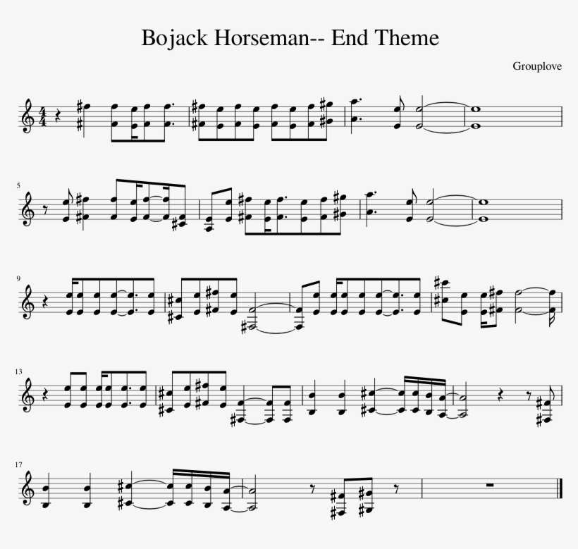 Print - Bojack Horseman Sheet Music, transparent png download