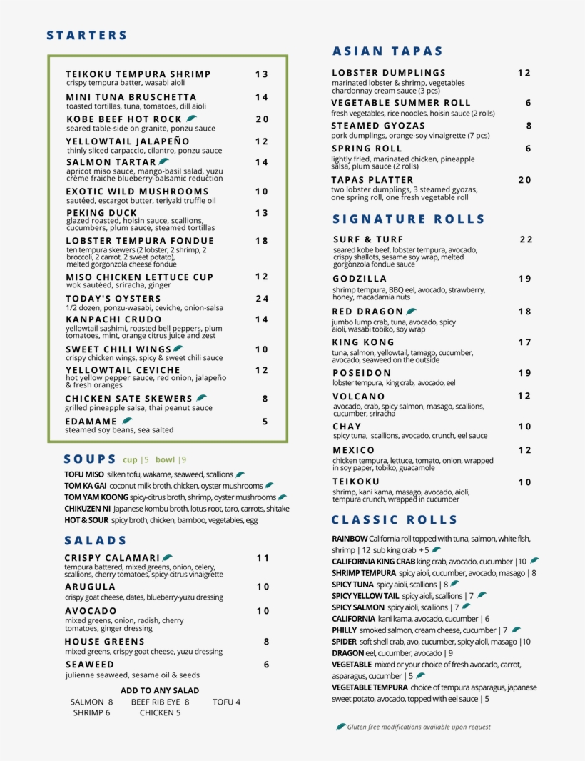Teikoku Dinner Menu - Dinner, transparent png download