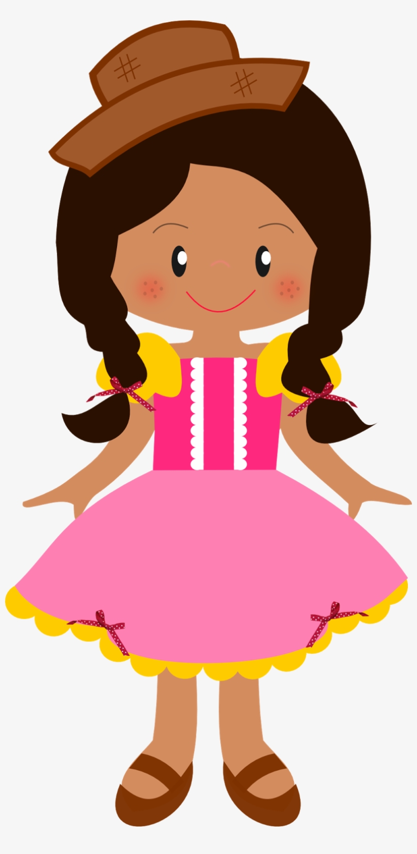 Menina Negra Caipira Montando Minha Festa Png - Molde Boneca Festa Junina, transparent png download