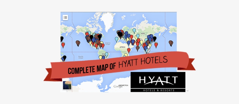 Complete Map Of Hyatt Hotels - Hyatt Locations On A Map, transparent png download