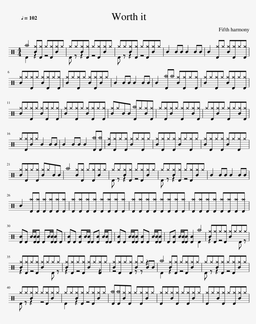 Fifth Harmony Sheet Music For Percussion Download Free - Inception Sheet Music, transparent png download