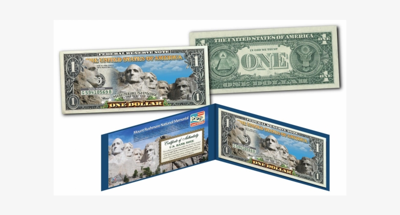 Mount Rushmore National Memorial Official $1 Bill - One Dollar Bill, transparent png download