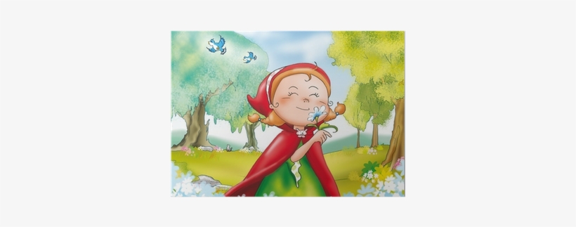 Cappuccetto Rosso Raccoglie Fiori Nel Bosco Poster - Červená Čiapočka, transparent png download