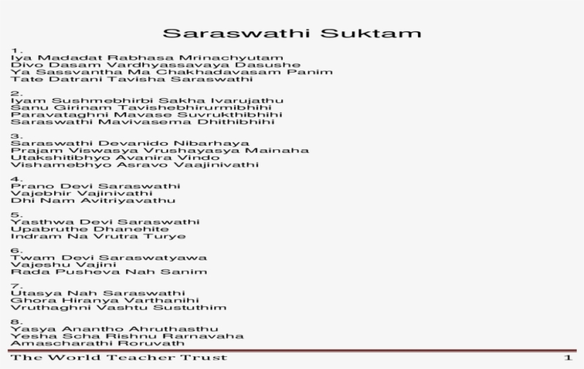 World Teacher Trust The World Teacher Trust 1 Saraswathi - Tipo De Texto Grosse 1976, transparent png download