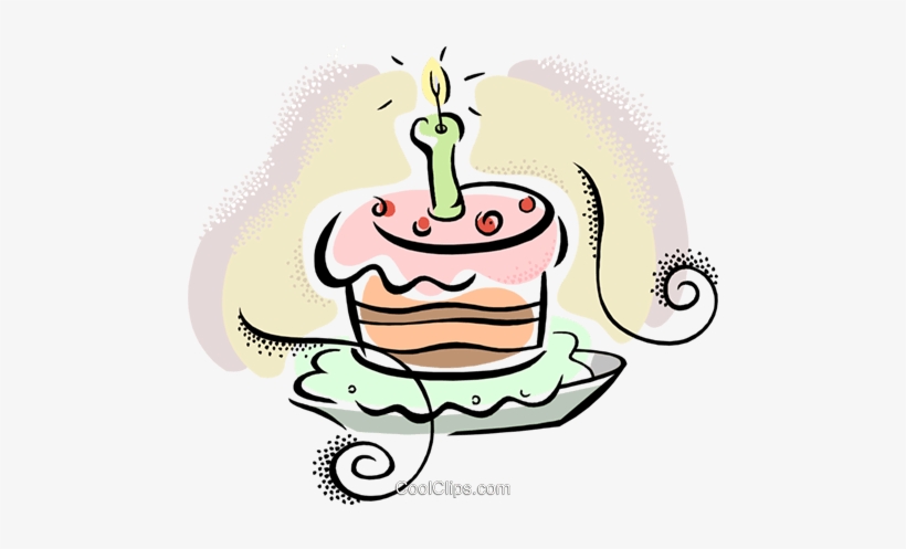Geburtstagstorte Clipart - Birthday Cake With One Candle, transparent png download