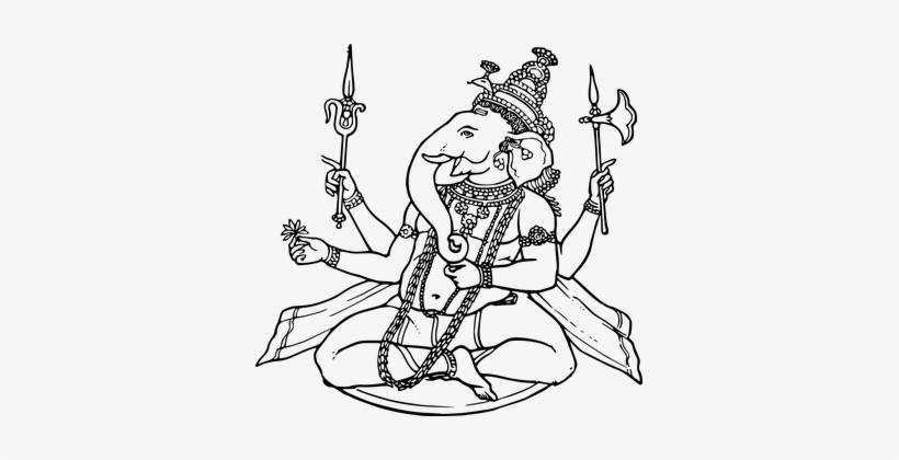 Ganesha Sketch Draw God Hindu Indian Relig - Ganesh Svg, transparent png download