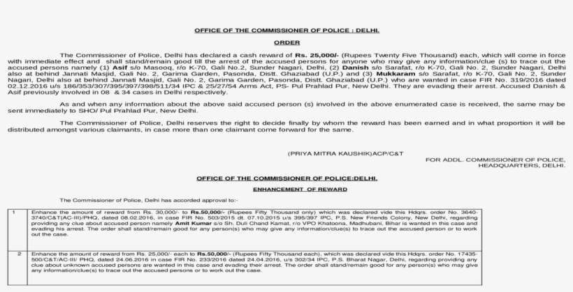Office Of The Commissioner Of Police - Document, transparent png download
