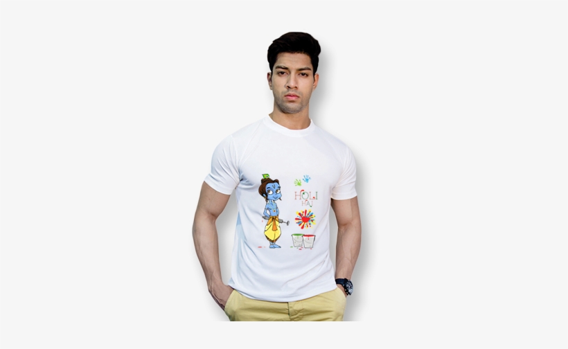 Effit Bal Krishna White Holi Mega Print T-shirt - Holi T Shirt Print, transparent png download