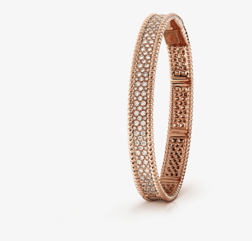 Perlée Bracelet With Diamonds, Medium Model, Gold Vcarn9wf00 - Van Cleef Diamond Bracelet, transparent png download