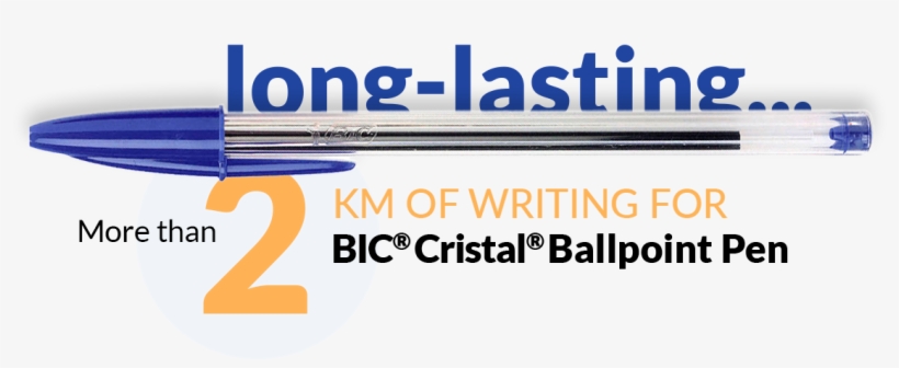 Pen And Text More Than 2 Km Of Writing - Bic 2km, transparent png download