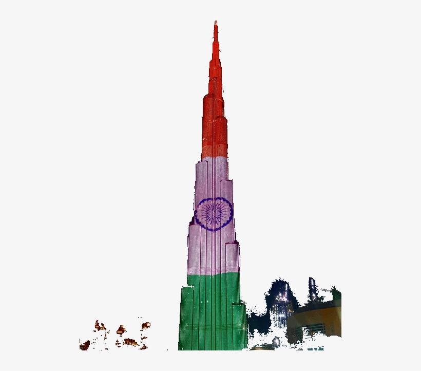 Burj Khalifa, Lights Up In Indian Tricolour - Burj Khalifa Png, transparent png download