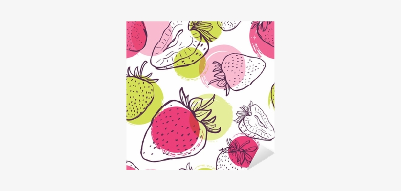 Vector Seamless Pattern With Strawberries And Colorful - Fondo Fresas Dibujo, transparent png download