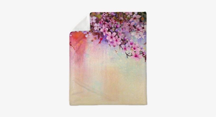 Watercolor Painting Cherry Blossoms - Oil Painted Cherry Blossom, transparent png download