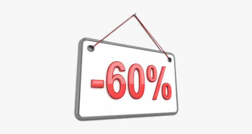60% Discount Board - Sign, transparent png download