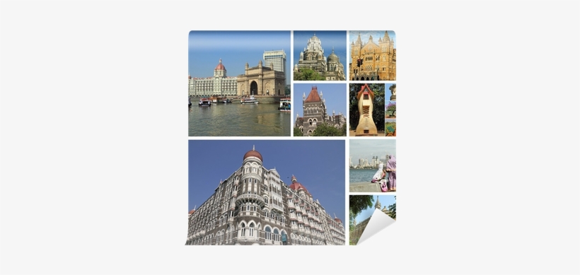 Collage With Landmarks Of Indian City Mumbai Wall Mural - Taj Mahal Palace & Tower, transparent png download