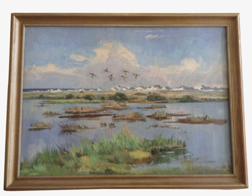 Corell, Flight Of Waterfowl, Landscape Oil Painting - Corell Oil Paintings, transparent png download