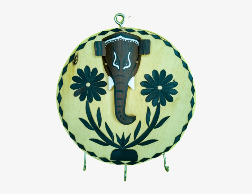 Flowers And Ganesh Head Bamboo Key Hanger In Brown - Beige, transparent png download