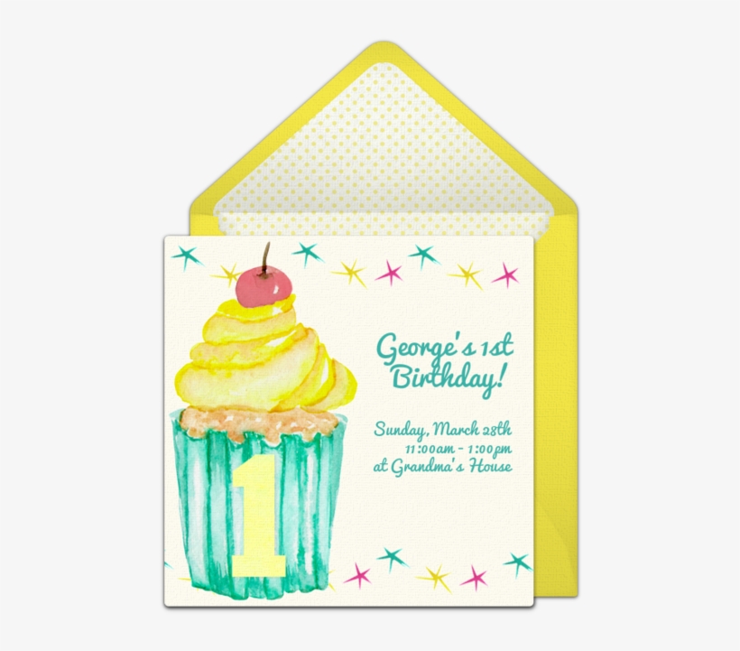 A Free 1st Birthday Party Invitation Featuring A Cute, - Birthday, transparent png download