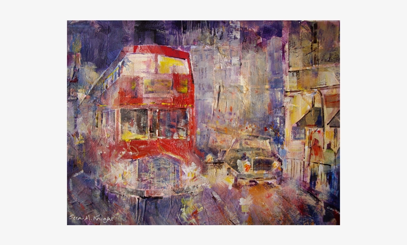 Red Bus In London England At Night - London Bus Art, transparent png download