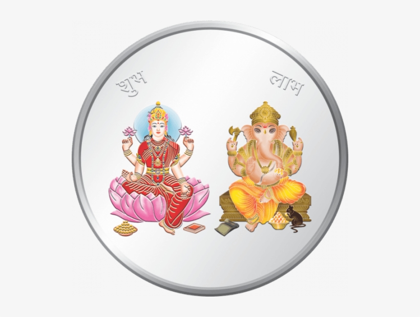10 Gram Enamelled 999 Silver Coin Of Laxmi Ma & Ganesh - Silver, transparent png download