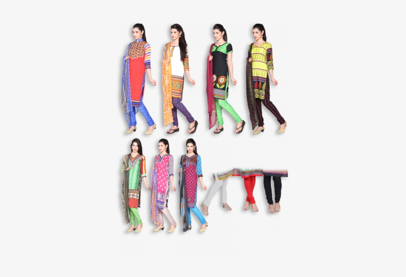 Silver 7 Unstitched Chudidhar Material With Set Of - Leggings, transparent png download