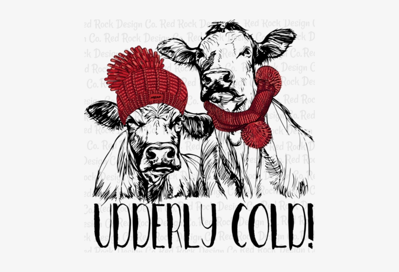 Udderly Cold - Cow Sketch Black And White, transparent png download