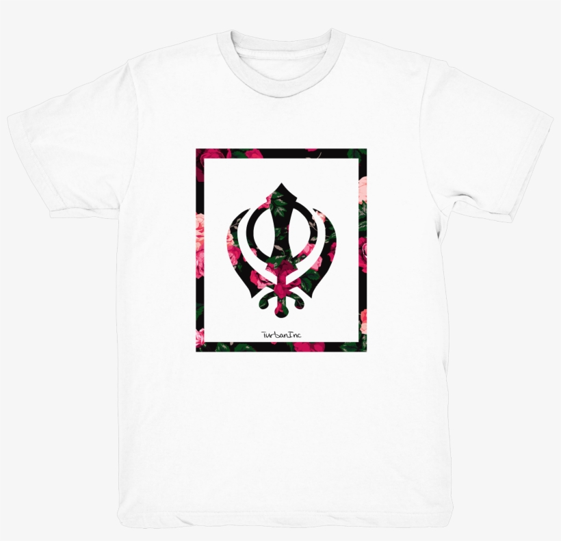 Floral Khanda - White Tee - Central Sikh Gurdwara Board, transparent png download