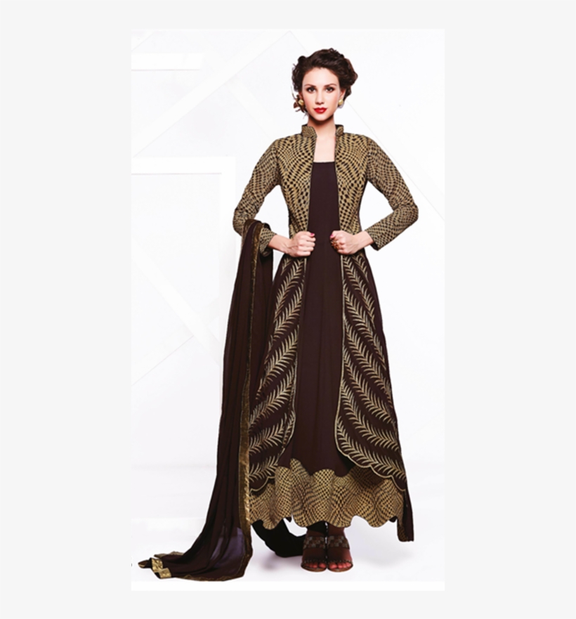 Pure Faux Georgette In Black Long Anarkali Dress Panache - Anarkali Salwar Suit, transparent png download
