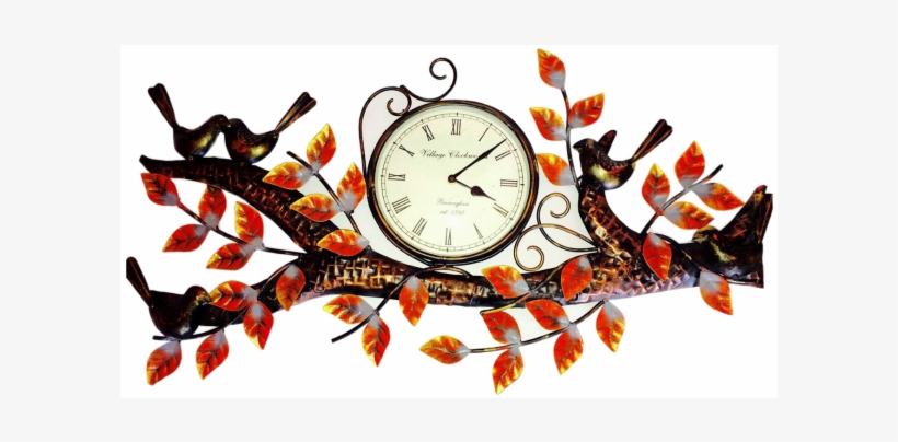 Iron Metallic Enamel Handicraft Wall Clock - Wood Carving, transparent png download